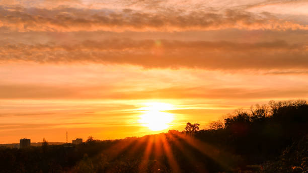 istock Amazing sunrise in rural scene. 1286969274