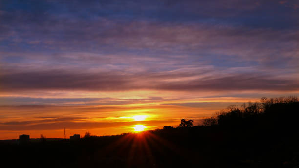 istock Amazing sunrise in rural scene. 1286969290