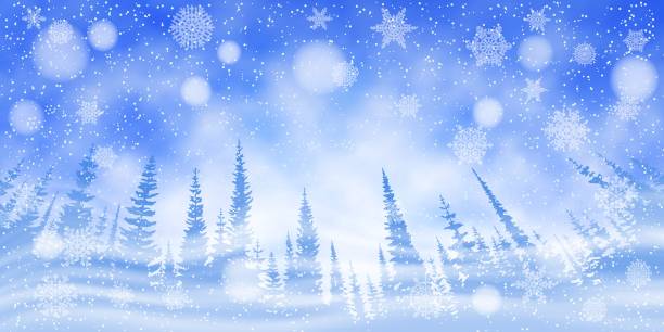 istock Fantasy on the theme of the winter landscape. Falling snow, forest and blizzard. 1286974361