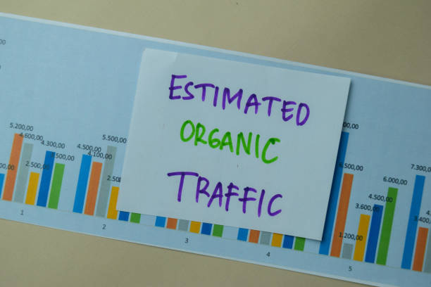 istock Estimated Organic Traffic write on sticky notes isolated on office desk. 1286974380