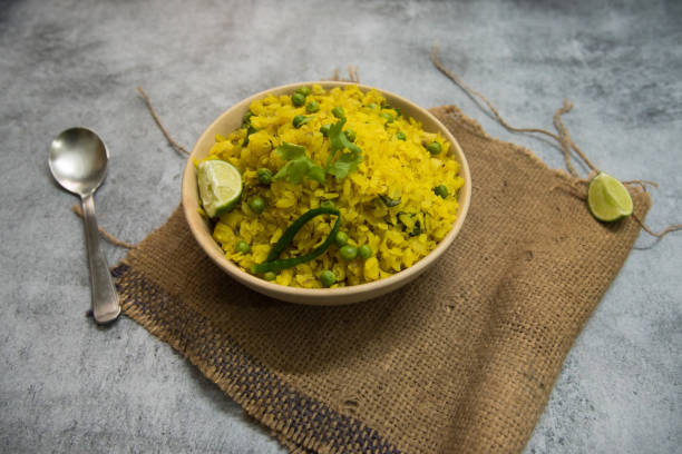 istock Coriander and peanut poha in a bowl 1286978432