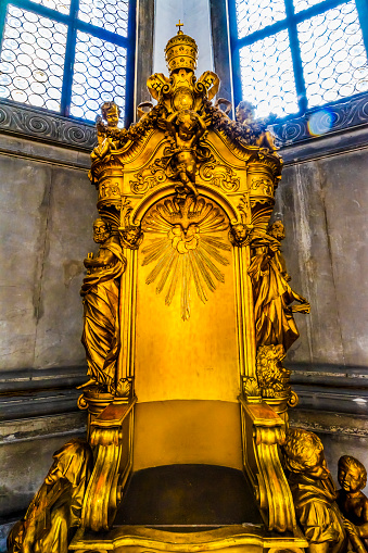 Golden Throne Santa Maria della Salute Church Basilica Venice Italy. Competed in 1681
