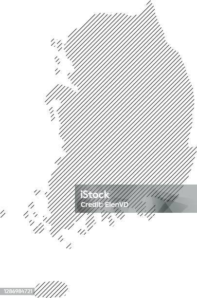 Parallel Korean Line Map South Korea Map From Pattern Of Black Slanted Parallel Lines Vector ...