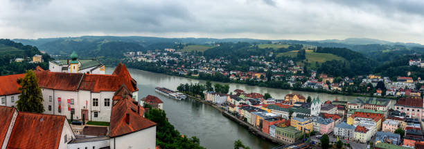 panoramic view of passau, bavaria, germany - inn history built structure architecture imagens e fotografias de stock