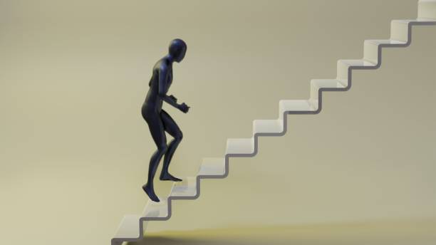 istock Steps to Success, running up on stairs 1286988615