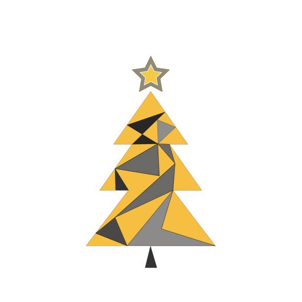 istock Modern Christmas tree made of multi-colored triangles of yellow and gray colors. Vector illustration. 1286988775