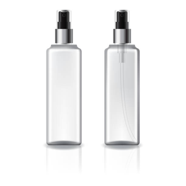 istock white and clear square cosmetic bottle with silver spray head for beauty or healthy product. 1286996226