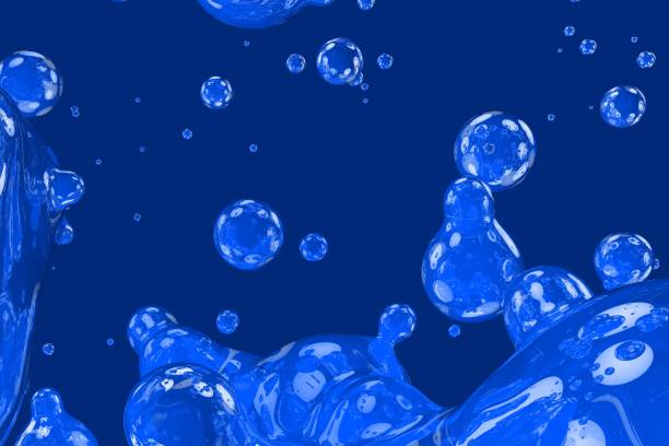 istock Creative soft focus blue soap glossy and shiny slime of liquid abstract gradient texture 3D illustration - background design template 1286996232