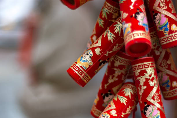 istock Traditional Chinese firecrackers for Chinese Lunar new year celebration 1286996353