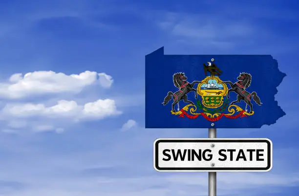 Swing State or Battleground State - road sign