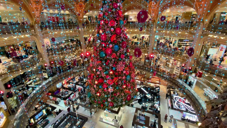 Busy Lafayette shopping center during Christmas season