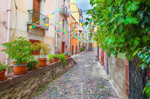 colorful street in Bosa, Province of Alghero