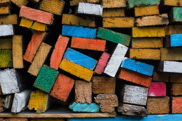 istock Wood planks painted in various colors. 1287001681