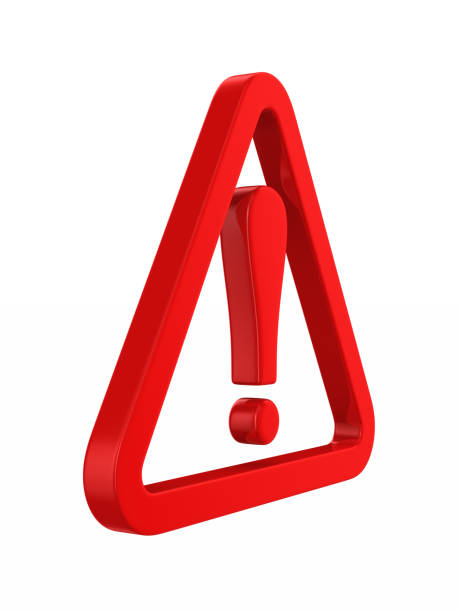istock Red triangle and exclamation point on white background. Isolated 3D illustration 1287009977
