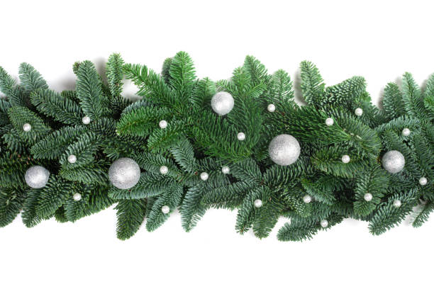 istock Christmas border of fir tree on white 1287012664