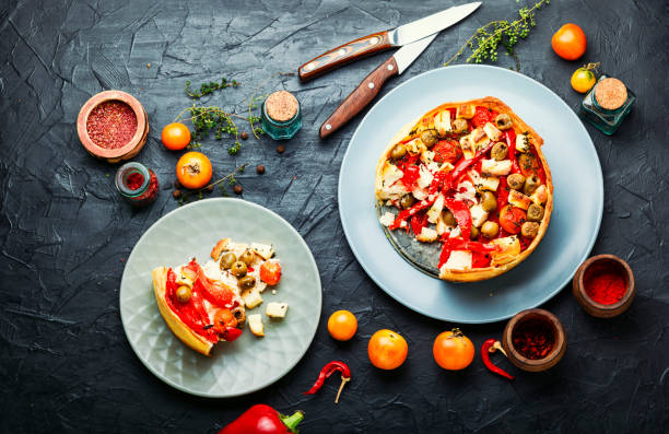 istock Cheesecake with peppers and olives. 1287014862