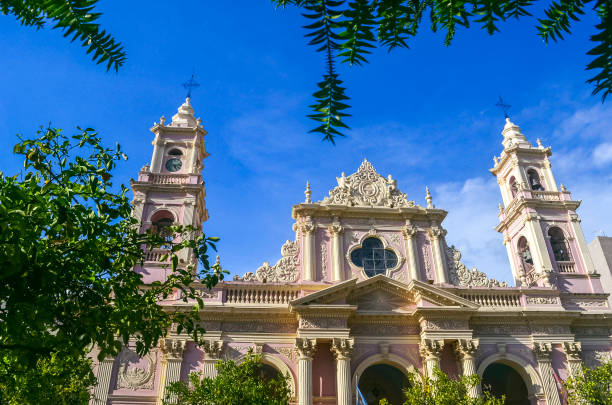 View on the Cathedral Basilica of Salta, Argentina stock photo