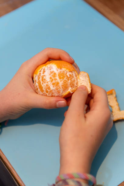 istock Girl peeling a clementine 1287017627