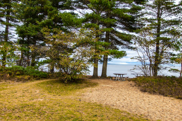 Picnic Table On The Beach Of Lake Superior