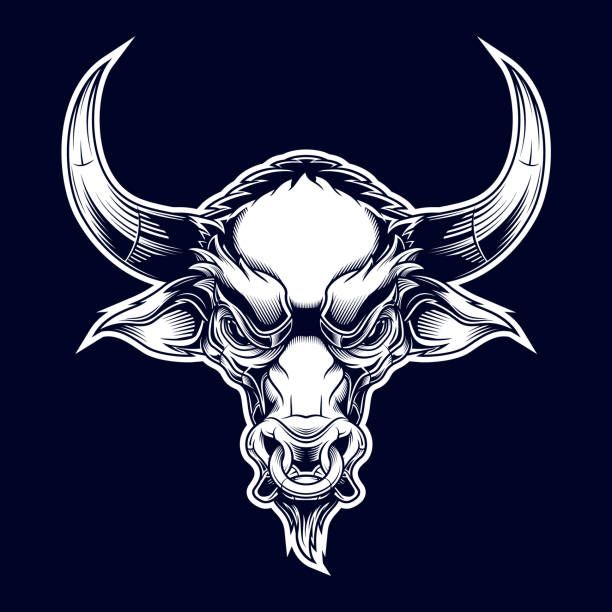 głowa byka. - taurus bull minotaur cow stock illustrations