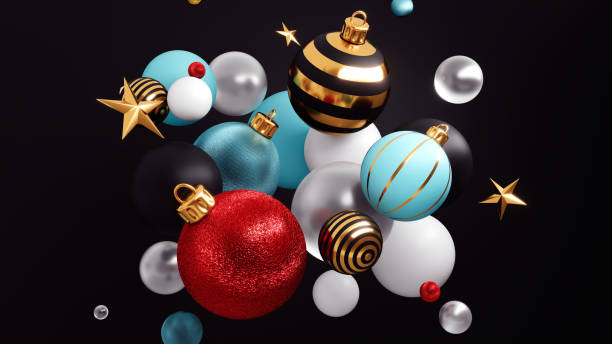 istock Happy New Year Background With Christmas Decorations 3D rendering. 1287022101