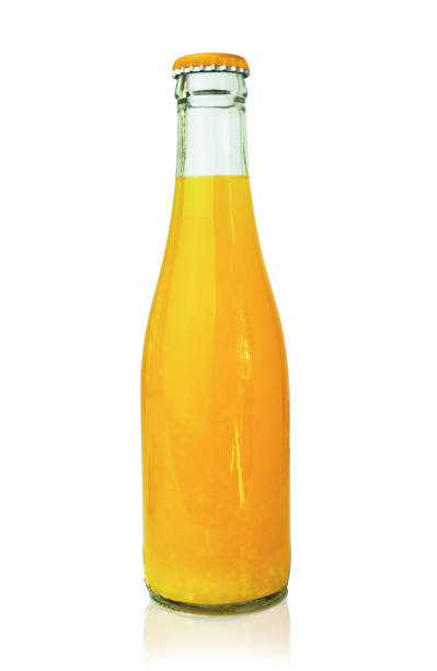 istock Orange juice bottles isolated on white background with clipping paths 1287024349