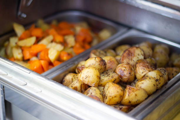 Oven baked potatoes and other vegetables.
