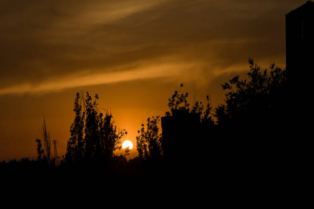istock Sunrise business tower silhouette in Madrid 1287027888