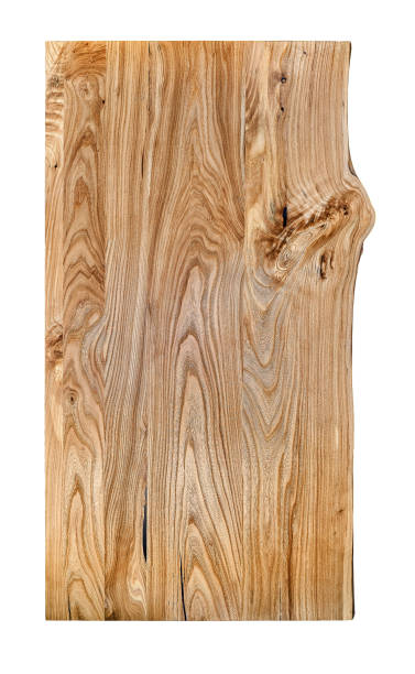istock Live edge elm countertop on white background. Front view elm slab texture 1287030024