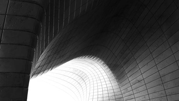 istock Abstract modern architecture. Gray concrete background. Geometric tunnel. 3d rendering. 1287033883