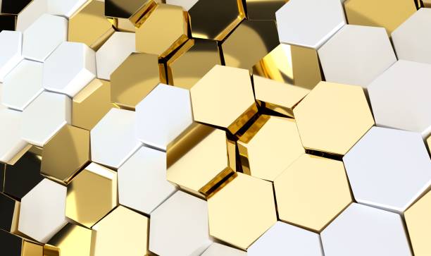 istock Abstract luxury background with golden hexagons. 3d rendering. 1287033925