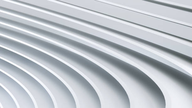 istock Abstract White Architecture Background. Minimal Geometric Wave Wallpaper. 3D Illustration of White Circular Building. Modern Geometric Wallpaper. Futuristic Technology 1287033970