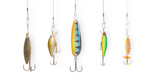 fishing lures. - pescaria com iscas artificiais imagens e fotografias de stock