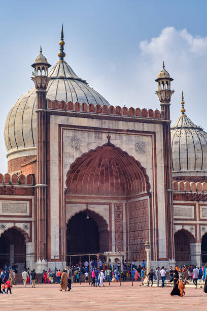 mosquée de jama masjid dans le vieux delhi, inde - friday mosque photos et images de collection
