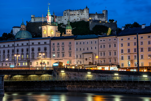 Salzburg by night, Austria.
