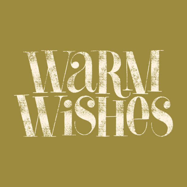 Warm wishes hand-drawn lettering Warm wishes hand-drawn lettering for Christmas time. Text for social media, print, t-shirt, card, poster, promotional gift, landing page, web design elements. Vector illustration thinking of you card stock illustrations