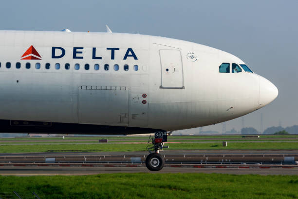 delta airlines airbus a330-300 n814nw passagierflugzeug ankunft und landung am flughafen paris charles de gaulle - delta air lines stock-fotos und bilder