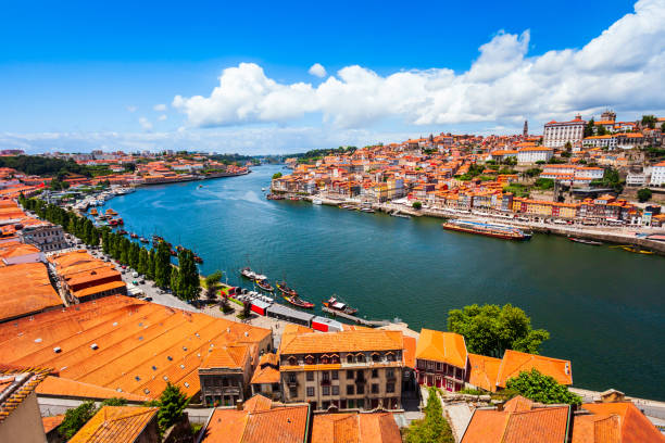 istock Douro river aerial panoramic view, Porto 1287046948