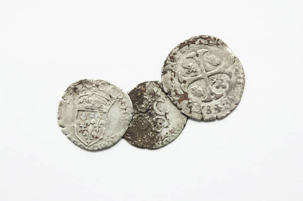 istock Charles IX old sol lyon mint coins flat lay 1287057075
