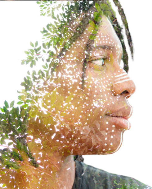 istock Young man double exposure portrait with leaves 1287057200