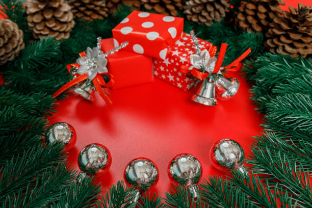 istock The background image for a presentation or to insert text greetings, Christmas holidays. Merry Christmas and Happy New Year. 1287057501