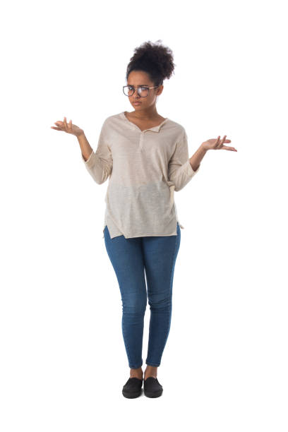 istock Full length woman portrait on white 1287061298