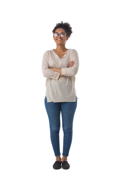 istock Full length woman portrait on white 1287061301