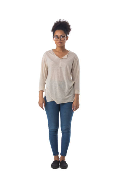istock Full length woman portrait on white 1287061303