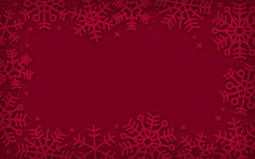 Red holiday Christmas snowflake frame.