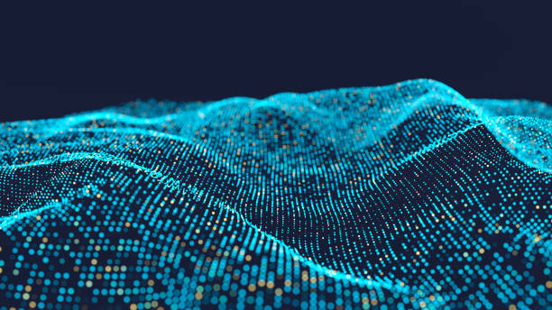 paisaje azul de partículas brillantes - big data fotos fotografías e imágenes de stock