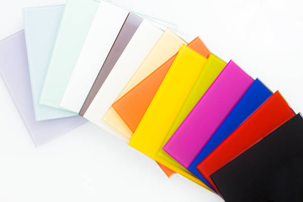 istock Colored glass material for interior finishing 1287066942