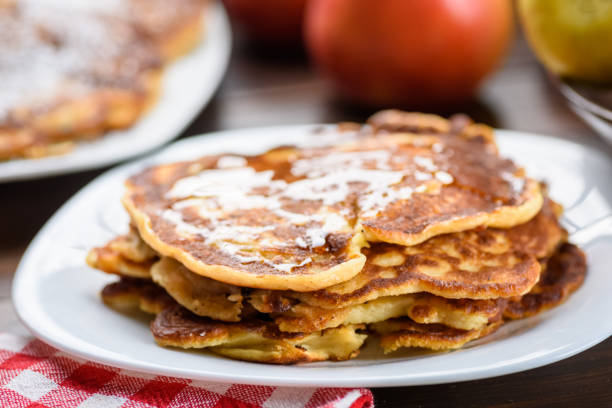istock homemade pancakes with apples poured with honey 1287067244