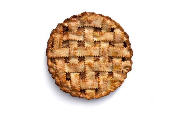 tarte américaine de pomme d’isolement sur le blanc - apple pie baked pastry crust apple photos et images de collection