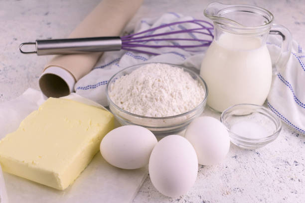 istock Ingredients for baking on a white background. Close-up. 1287068368